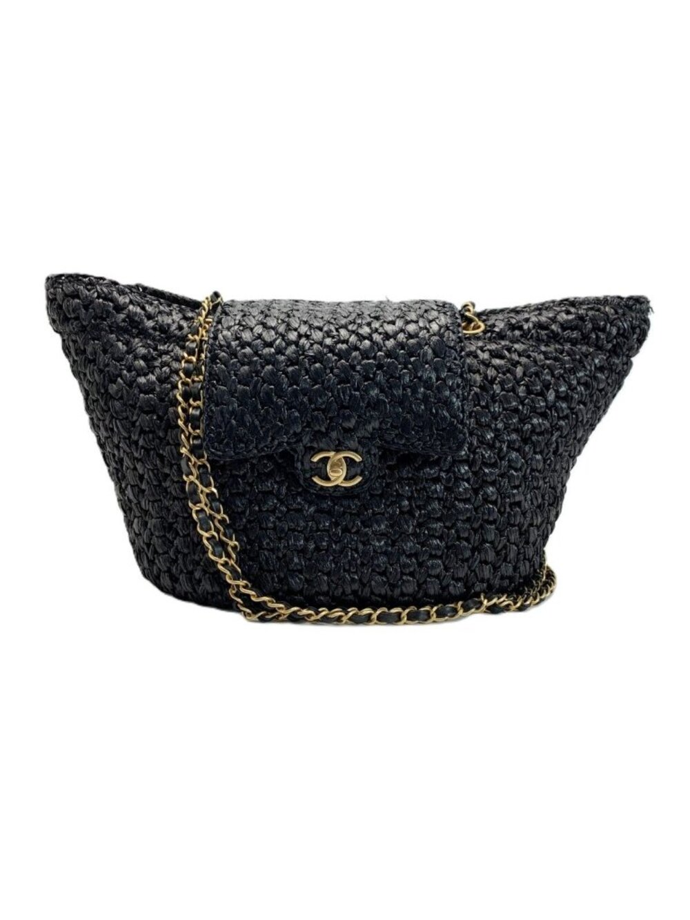 Chanel Tote Bag Raffia Tweed & Gold